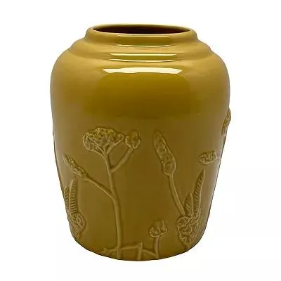 Floral Embossed Ceramic Vase Table Decor