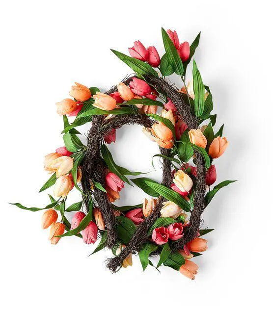 72" Spring Peach & Red Tulip Garland by Bloom Room
