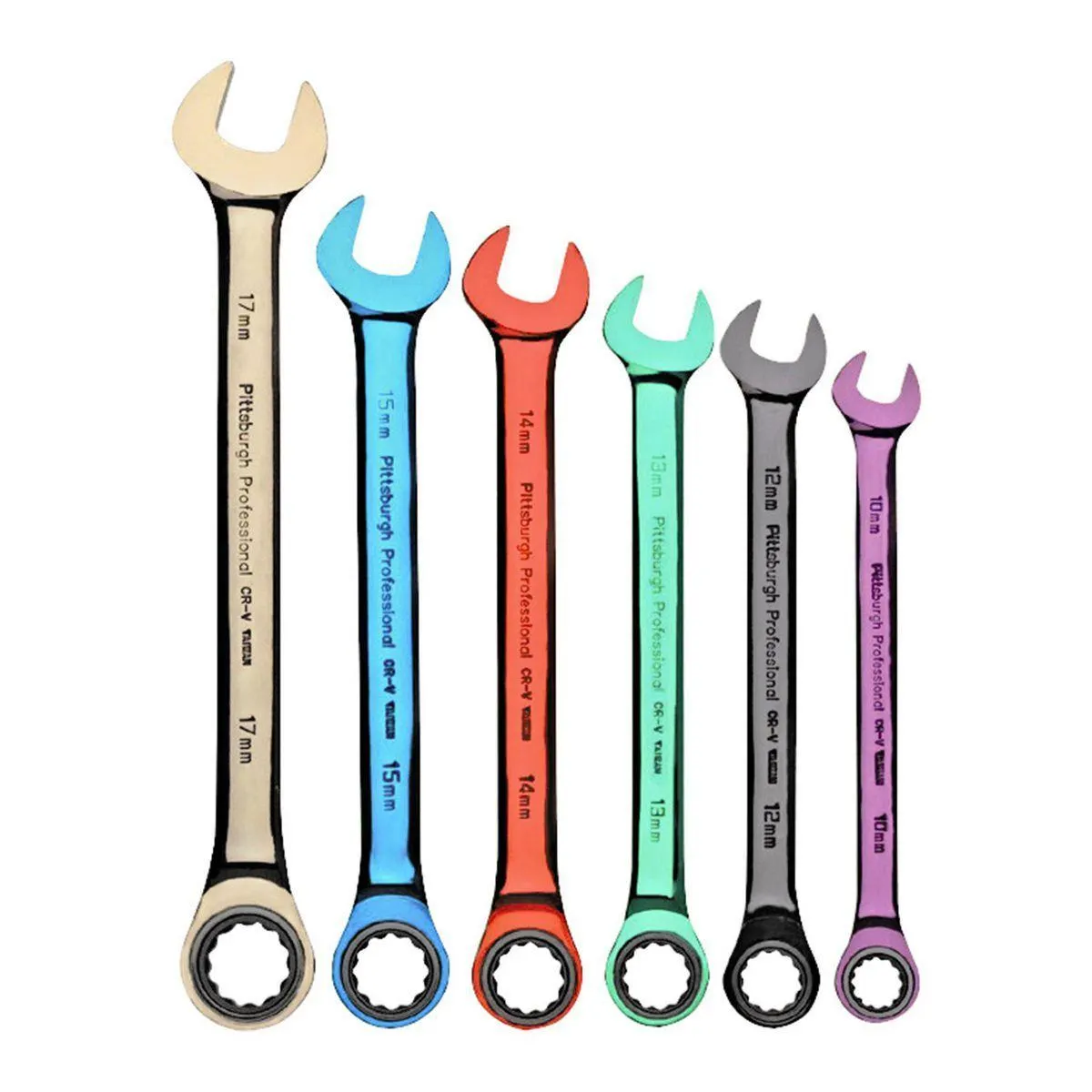 Color Metric Ratcheting Combination Wrench Set, 6 Piece