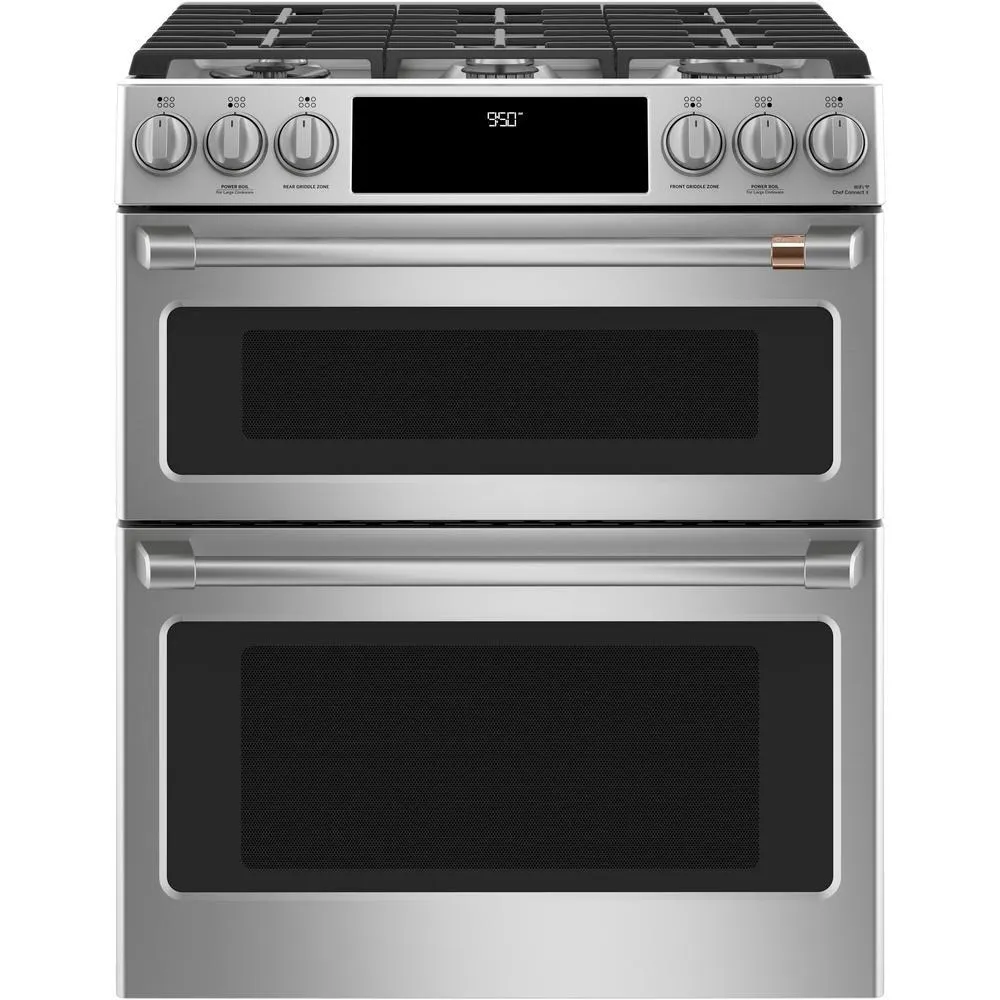 GE Cafe C2S950P2MS1 30" Slide-In Dual Fuel Double Oven with Convection Range - Stainless