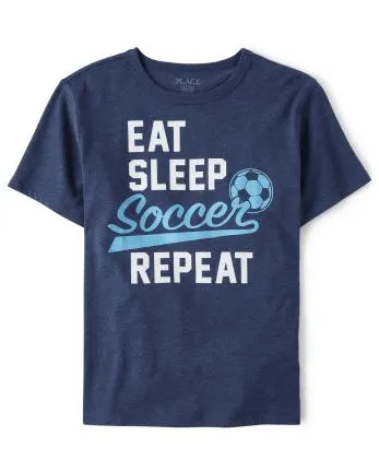 Boys Eat Sleep Soccer Repeat Graphic Tee - s/d tidal