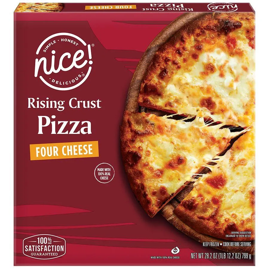 Nice! Rising Crust Frozen Pizza, Four Cheese, 28.2 oz
