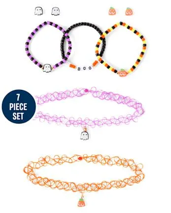 Girls Halloween 7-Piece Jewelry Set - multi clr