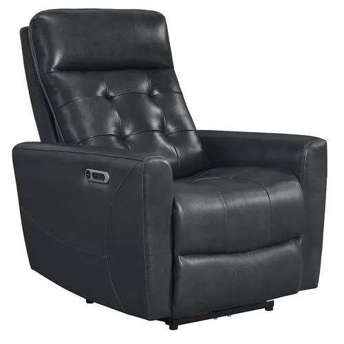 - All Star Leather Power Recliner with Power Headrest - Gray