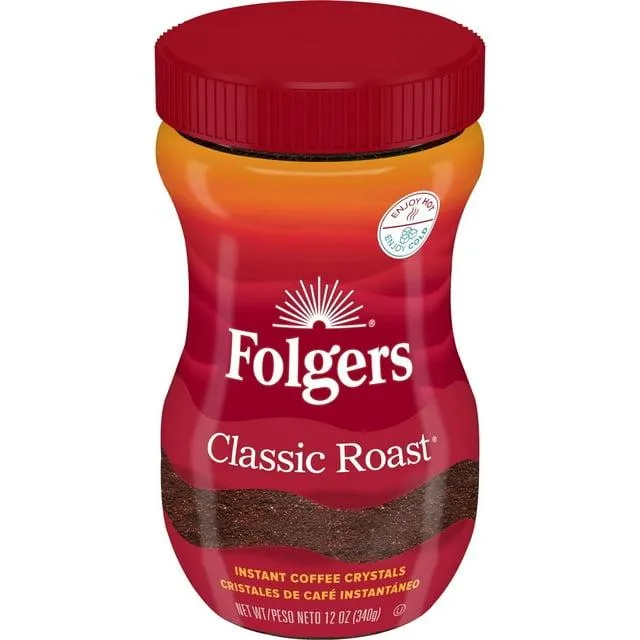 Folgers Classic Roast Instant Coffee, 12 oz Jar