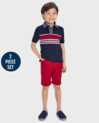 Boys Striped 2-Piece Set - American Cutie - multi clr