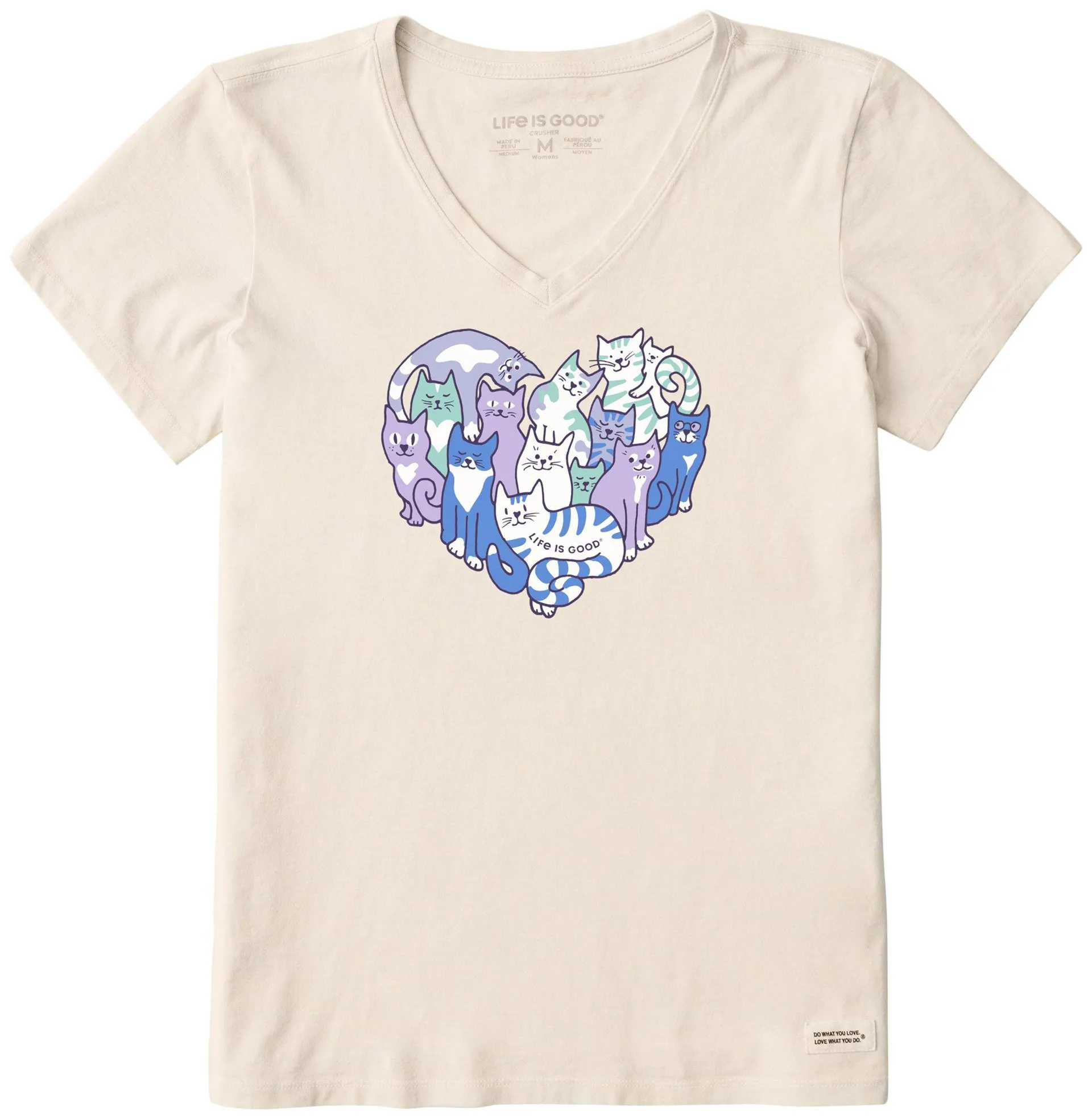 Life Is Good Womens Cat Heart Short Sleeve Tee