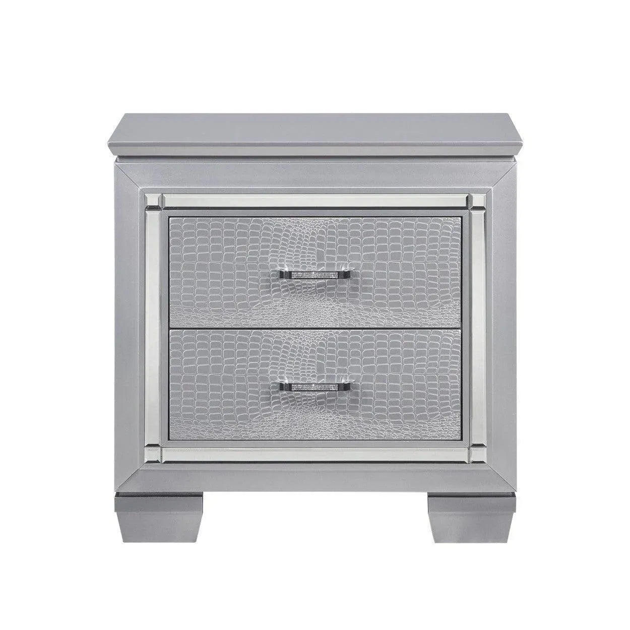 Mesita de noche con LED, gris plateado