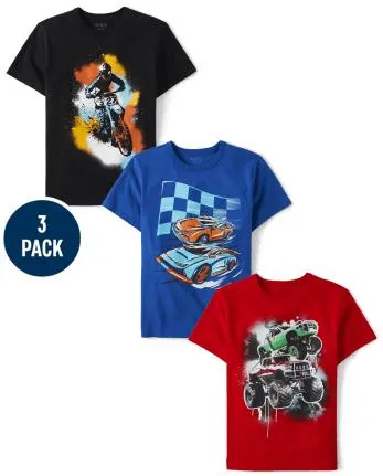 Boys Racecar Graphic Tee 3-Pack - multi clr