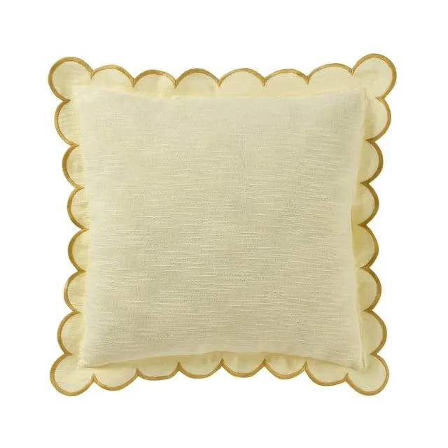 Home Decor Collection 19" x 19" Yellow Scallop Flange Cotton-Rich Decorate Pillow