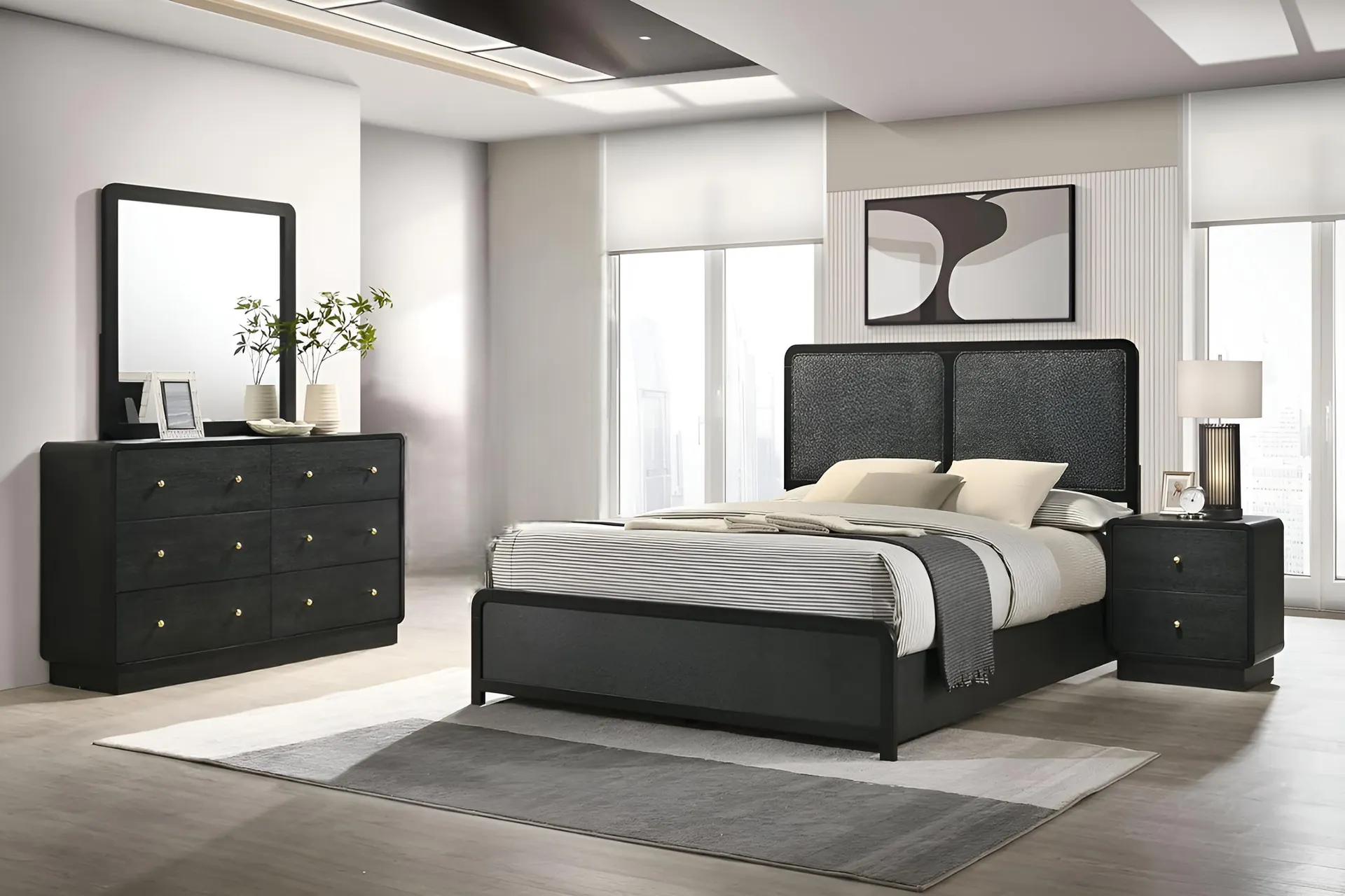 Camila 4PC Queen Bedroom Set - Black