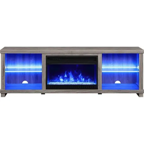 Aurora 72" TV Console with Fireplace Insert and LED Lights