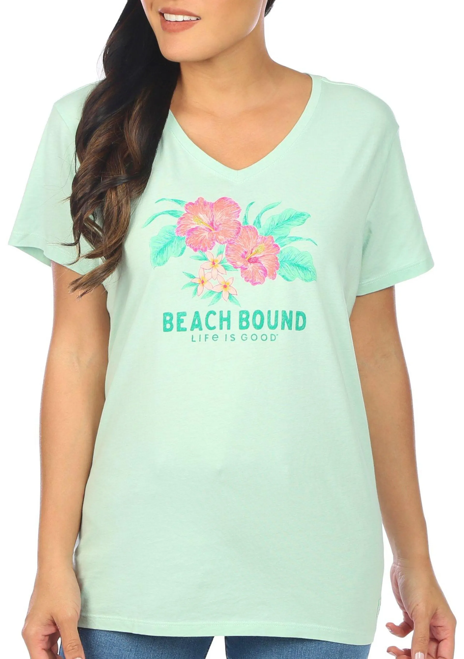 Life Is Good Womens Beach Bound V-Neck T-Shirt