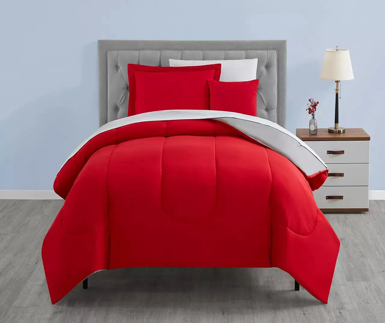 Red & Gray Bed-in-a-Bag Twin 6-Piece Bedding Set