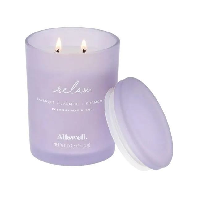 Allswell Relax (Lavender + Jasmine + Chamomille) Scented 2-Wick 15oz Spa Jar Candle