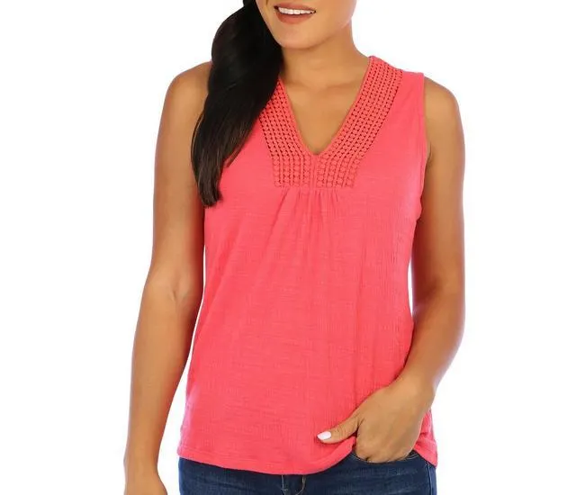 Womens Sleeveless Lace Overlay Top