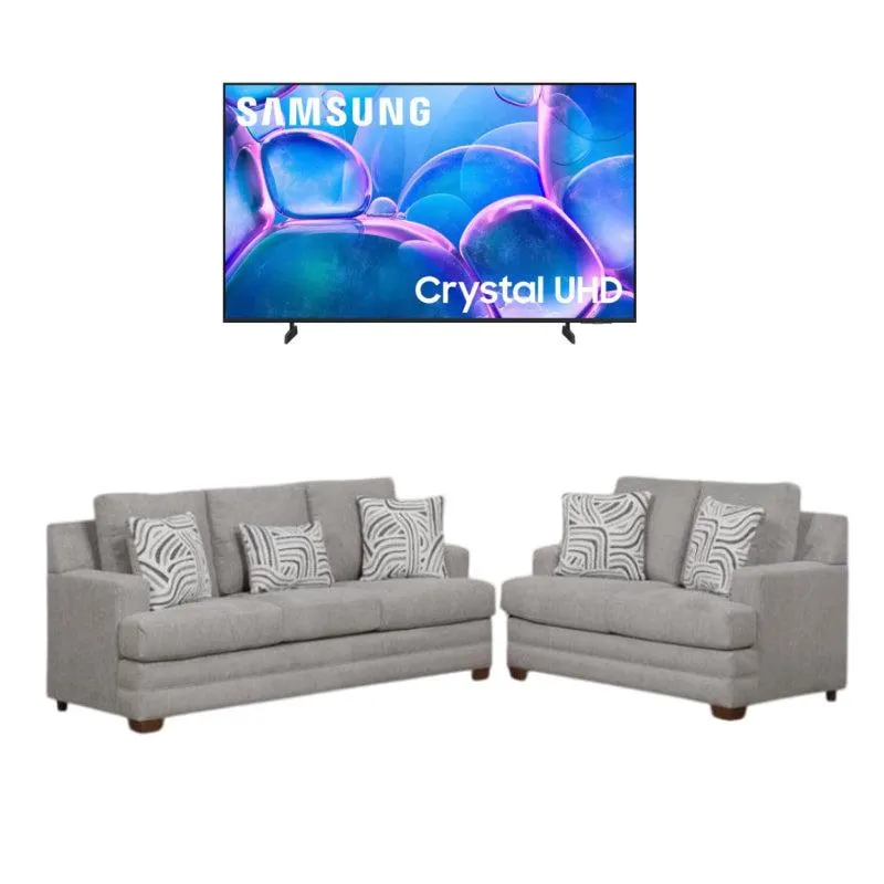 Bundle: Modena Gray Sofa & Loveseat by Arelys Furniture + Samsung 50" Class U7900F LED Crystal UHD 4K Smart TV