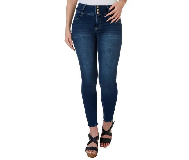 Juniors 3-Button Sassy Skinny Denim Jeans