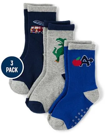 Boys Dino Crew Socks 3-Pack - Classroom Cutie - multi clr