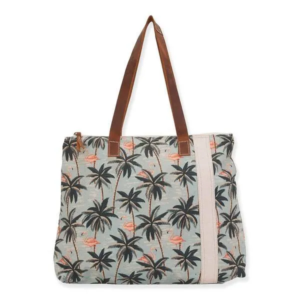 Sun ’N’ Sand Palm Flamingo Tote