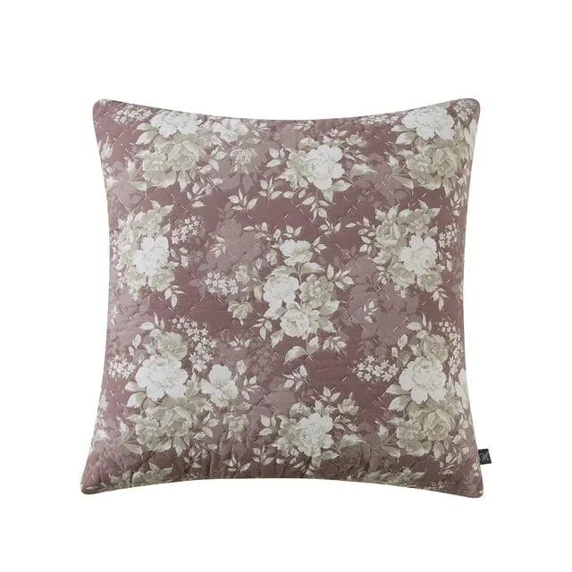 My Texas House 20" x 20" Candace Dusty Mauve Floral Cotton Decorative Pillow
