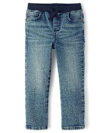 Boys Pull On Straight Jeans - Little Classics - oak wash