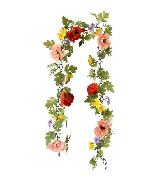 66" Summer Poppy & Daisy Garland by Bloom Room