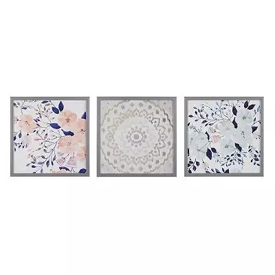 Intelligent Design Summer Bliss Framed Floral Medallion Wall Decor 3-piece Set