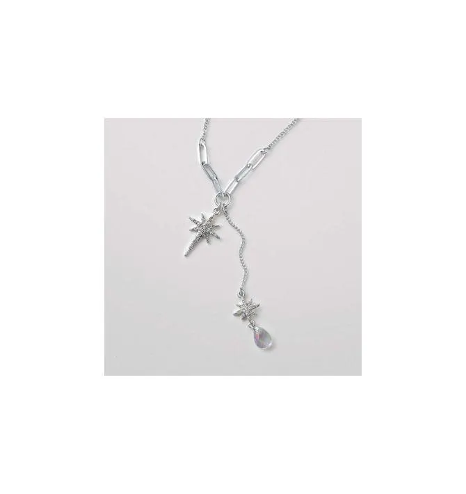 Starry Droplets Lariat Necklace