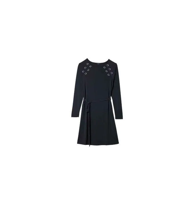 Long-Sleeve Grommet Dress