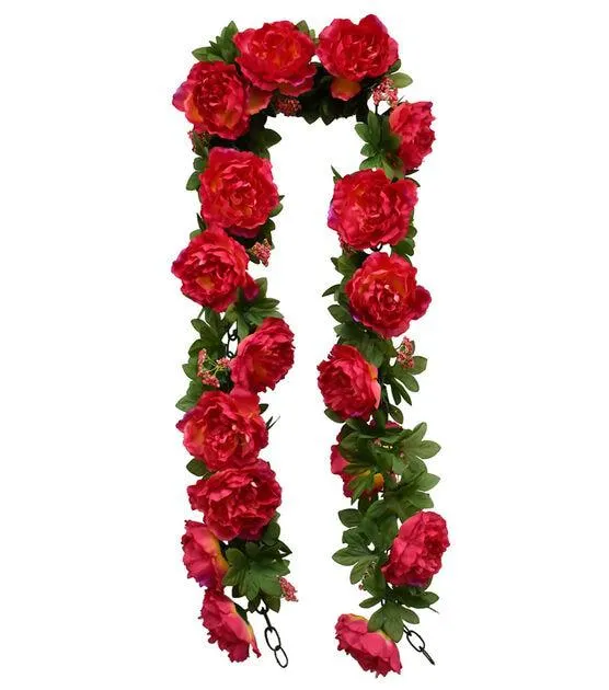 66" Spring Red Peony & Berry Chain Garland by Bloom Room