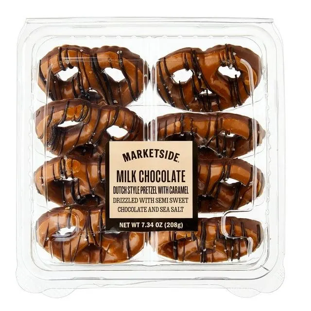 Marketside Dutch Style Pretzel Covered in Caramel and Drizzled in Milk Chocolate 8 Count Clam Shelf Stable