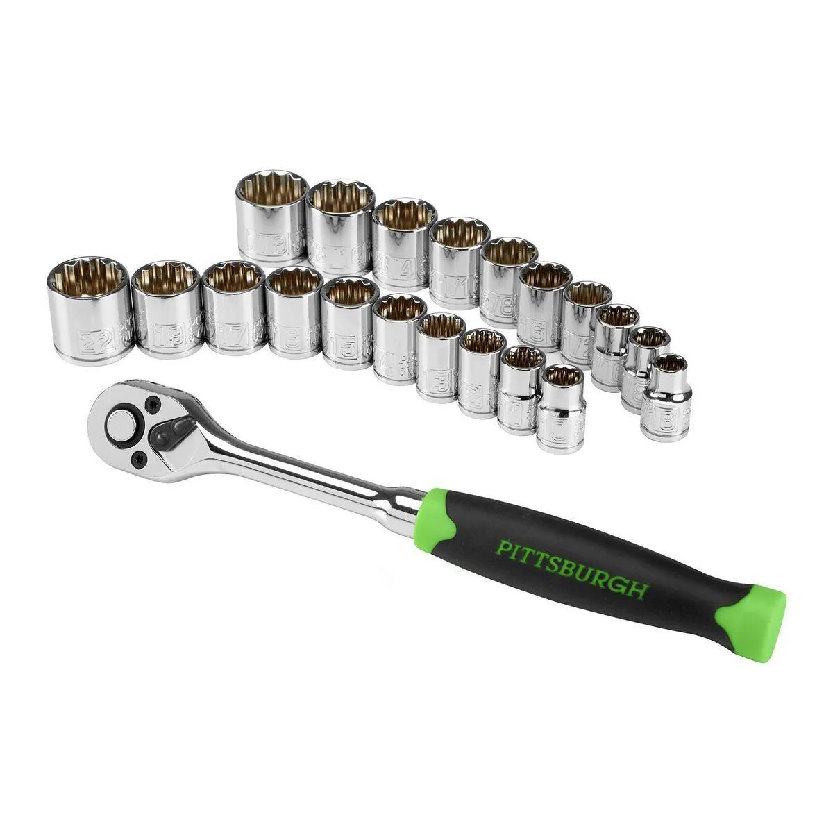 3/8 in. Drive SAE and Metric High Visibility Socket Set, 21-Piece