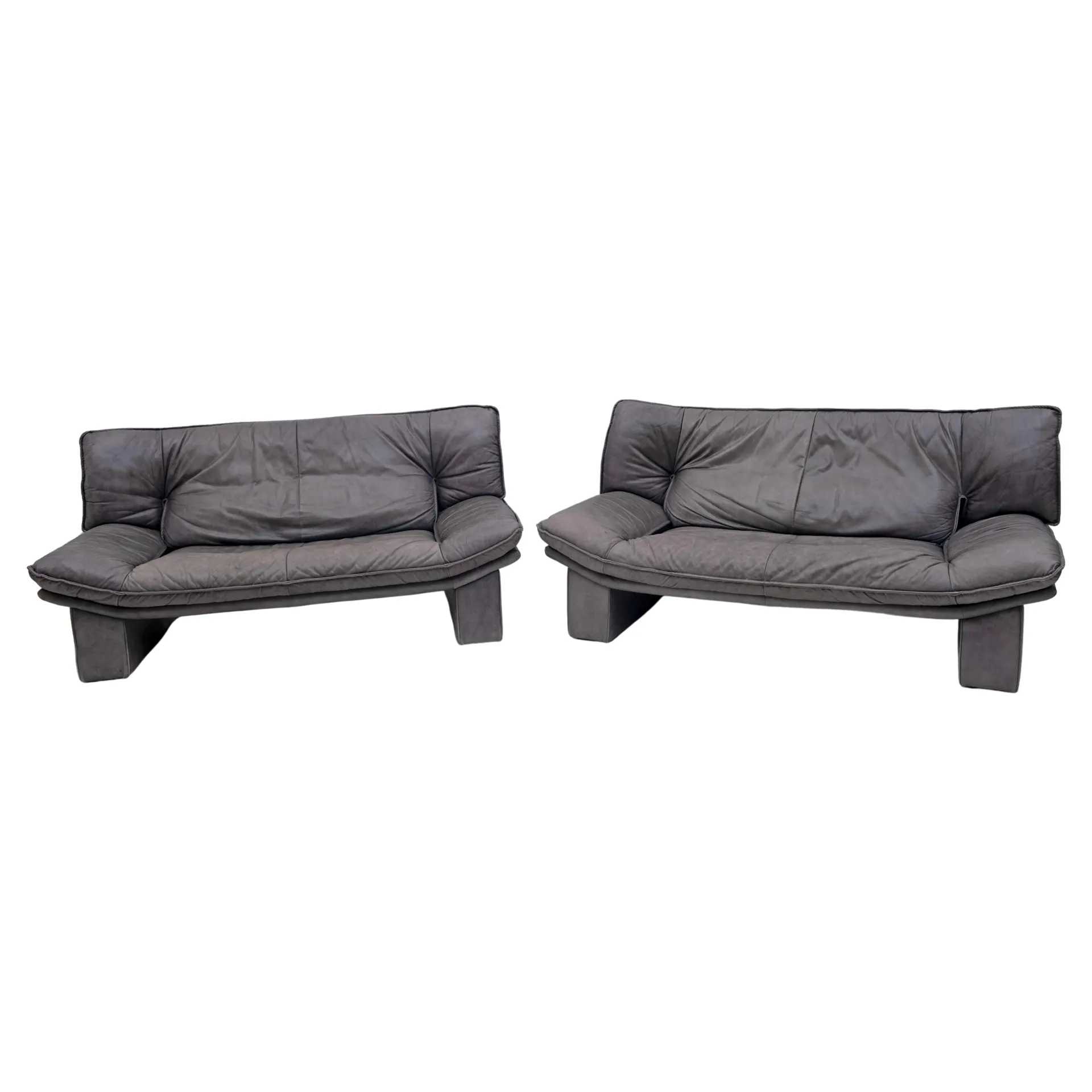 Pair of Nicoletti Salotti Postmodern Italian Leather Sofas, 1980s