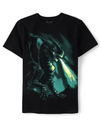 Boys Dragon Graphic Tee - black