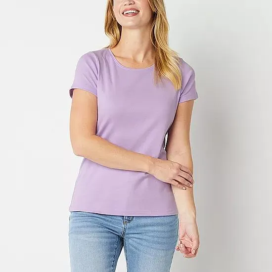 St. John's Bay Womens Tall Crew Neck Short Sleeve T-Shirt