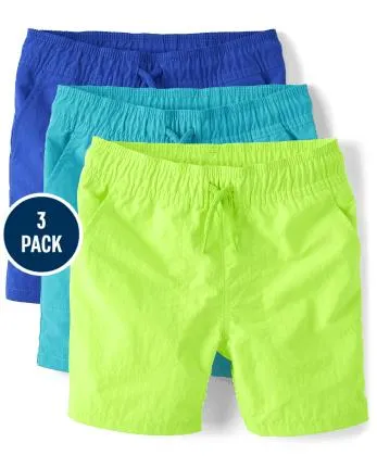 Boys Quick Dry Pull On Pool To Play Shorts 3-Pack - multi clr