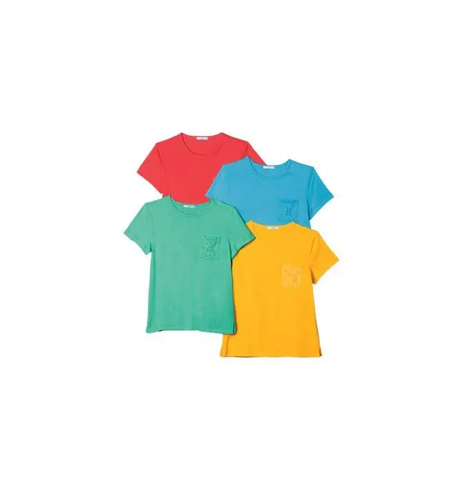 4 Pack Lace Pocket Tees in 2X (22W-24W)