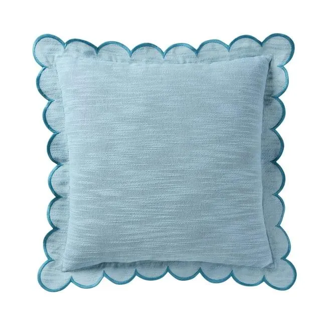 Home Decor Collection 19" x 19" Blue Scallop Flange Cotton-Rich Decorate Pillow