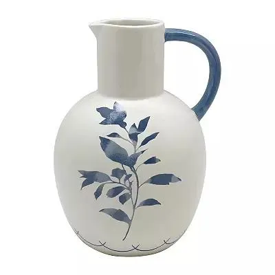 Floral Leaves Round Decorative Vase Table Decor