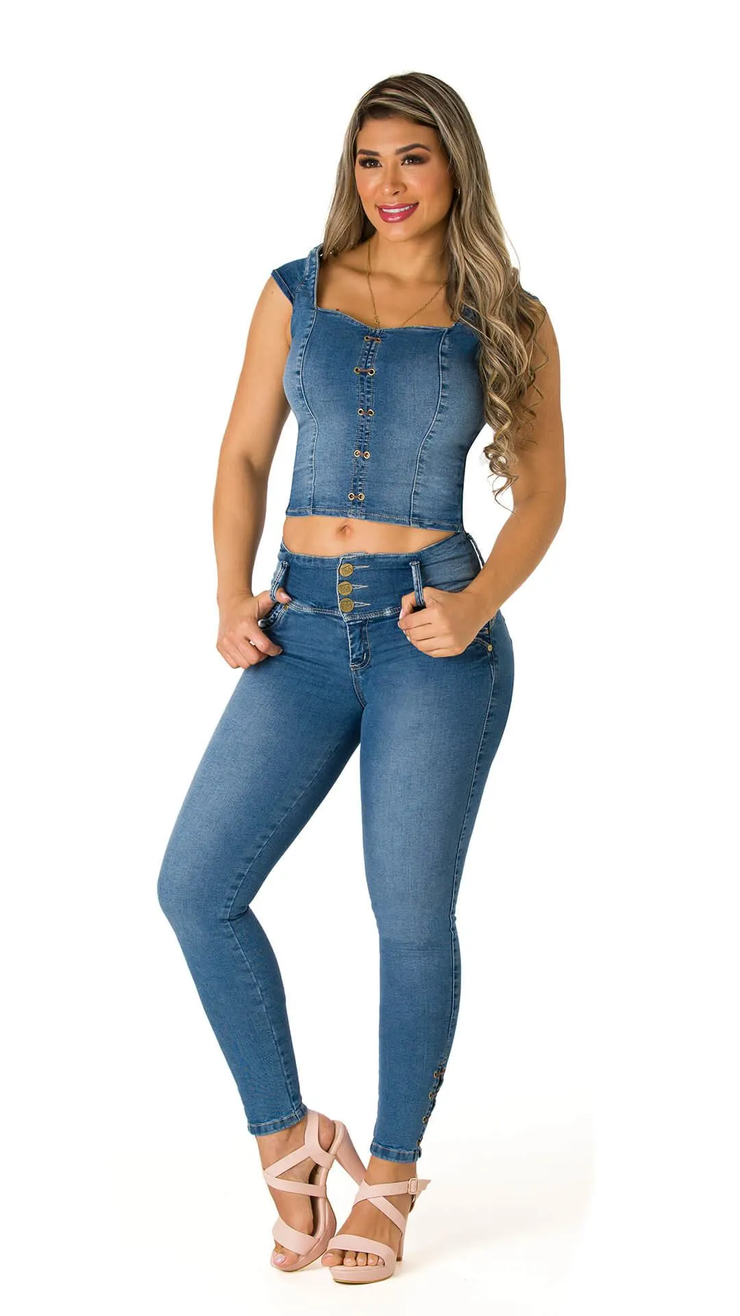 Conjunto Levanta Cola Skinny Tiro Alto 52166LPAT-B