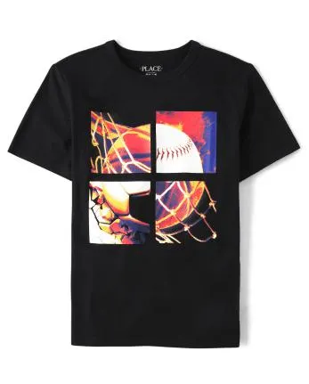 Boys Sports Graphic Tee - black