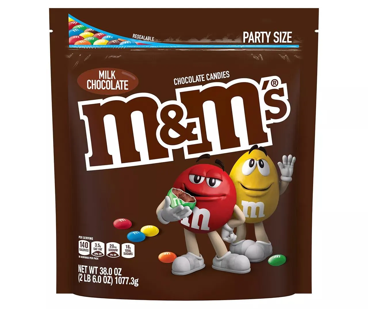 M&M'S Milk Chocolate Candy, Party Size, 38 oz Bag