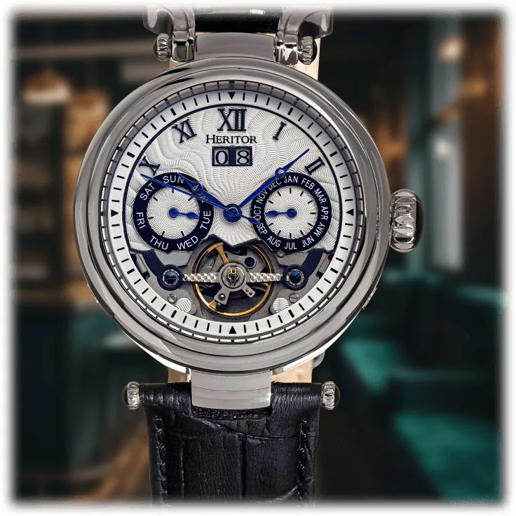 Heritor Ganzi Reloj Semi-Esqueleto Automático con Correa de Cuero