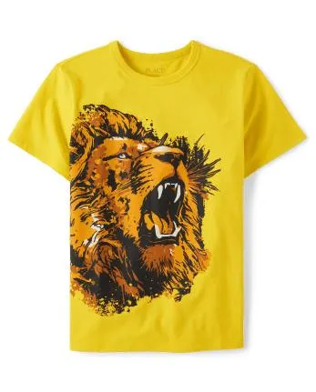 Boys Lion Graphic Tee - golden rays