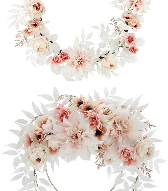 Coordinating Spring White Dahlia & Anemone Wreath & Garland