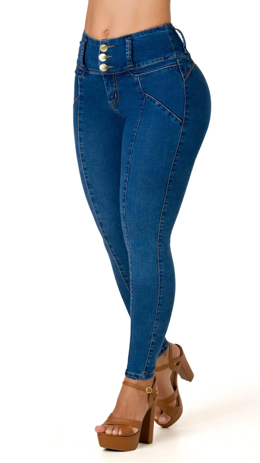 Jeans Levantacola Tiro Alto Con Corte Delantero 52459PAP-N