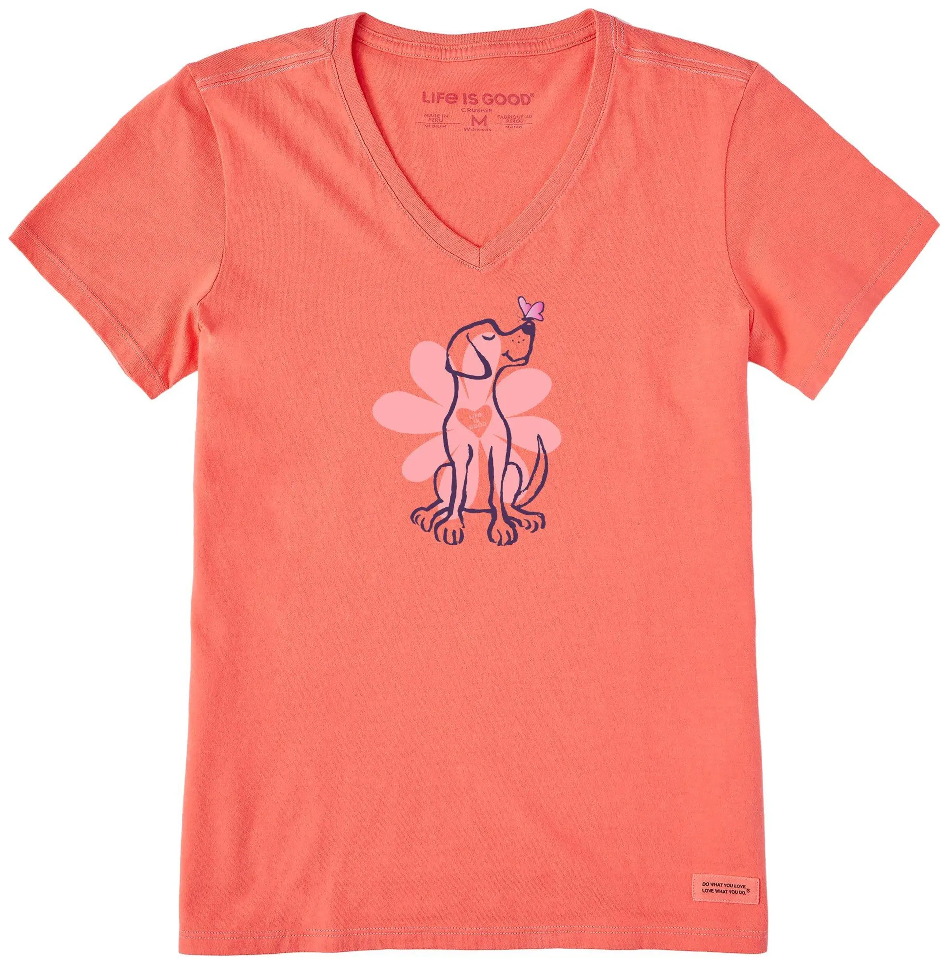 Life Is Good Womens Happy Hound V-Neck T-Shirt