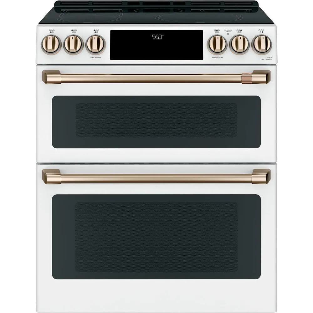 GE Cafe CHS950P4MW2 30" Slide-In Induction and Convection Double Oven Range - Matte White