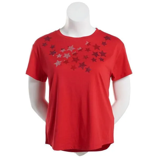 Womens Tommy Hilfiger Short Sleeve Americana Hot Fix Stars Tee